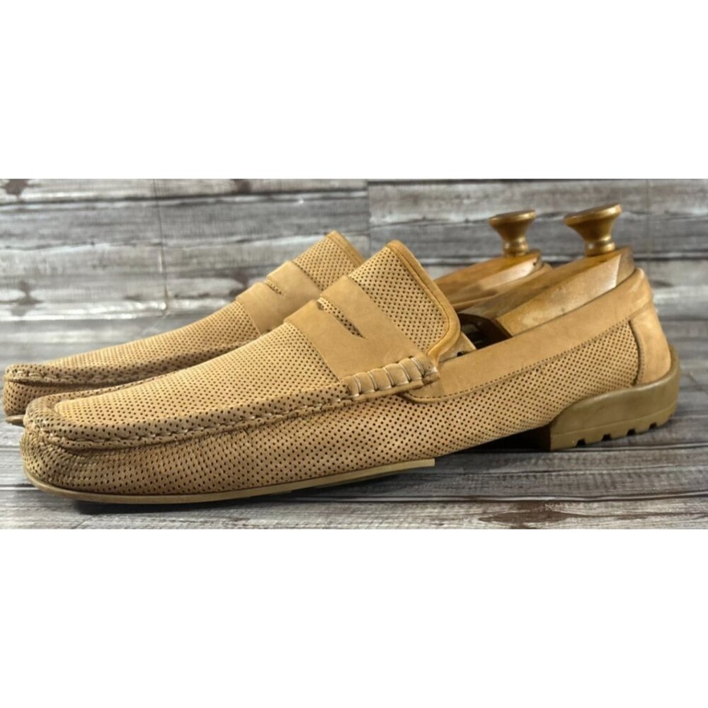 Share Bruno Magli Carlos Perforated Suede Loafer Size 13 color Desert iMade In I